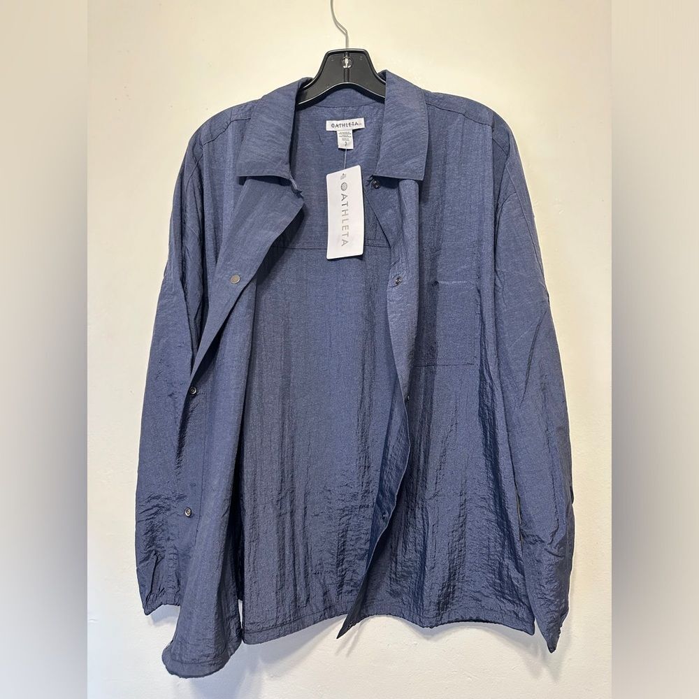 Athleta Women's Sheen Gray lightweight nylon Wind, Rain  Jacket Shirt Sz M, NWT - Picture 8 of 12